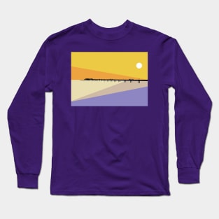 Deal Pier Seafront, Kent, Sun Rise, Yellow and Purple Long Sleeve T-Shirt